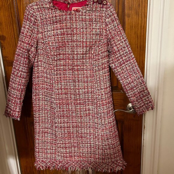 Kate Space Pink Tweed 3/4 Sleeve Dress Size 8 Excellent Condition - Picture 1 of 8